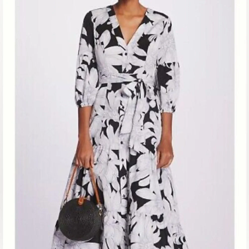 MAEVE Anthropologie Puff Sleeve Midi Dress Floral - Picture 2 of 14